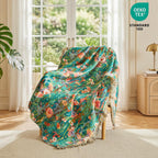 MSGKV Boho Throw Blanket 60"x80" 100% Cotton Floral Blanket for Couch Sofa