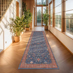 Hazo Haus Navy Blue Runner Rug 2x6 for Kitchen, Hallway, Mudroom, Laundry Room, Bathroom, Washable Non Slip Non Skid Rubber Backing Low Pile Stain Resistance