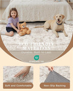Madane Runner Rug 2x10 for Hallway, Kitchen Non-Slip Runner Rug with Rubber Backing, Vintage Soft Low Pile Throw Neutral Carpet Runner for Laundry Room Entryway Bathroom Bedroom (2 x 10, Brown/Ivory)