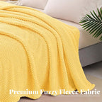 Whale Flotilla Extra Large Fuzzy Fleece Throw Blanket for Couch, 50x70 Inch Fluffy Warm Soft Jacquard Blankets for All Season, Lightweight and Cozy, Yellow