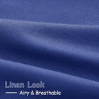 Nanspring Classic Blue Linen Curtains Semi Sheer 96 Inches Long 2 Panels Set for Living Room Back Tab Rod Pocket Light Filtering Drape for Bedroom Modern Farmhouse Coastal Decor Protect Privacy 52x96