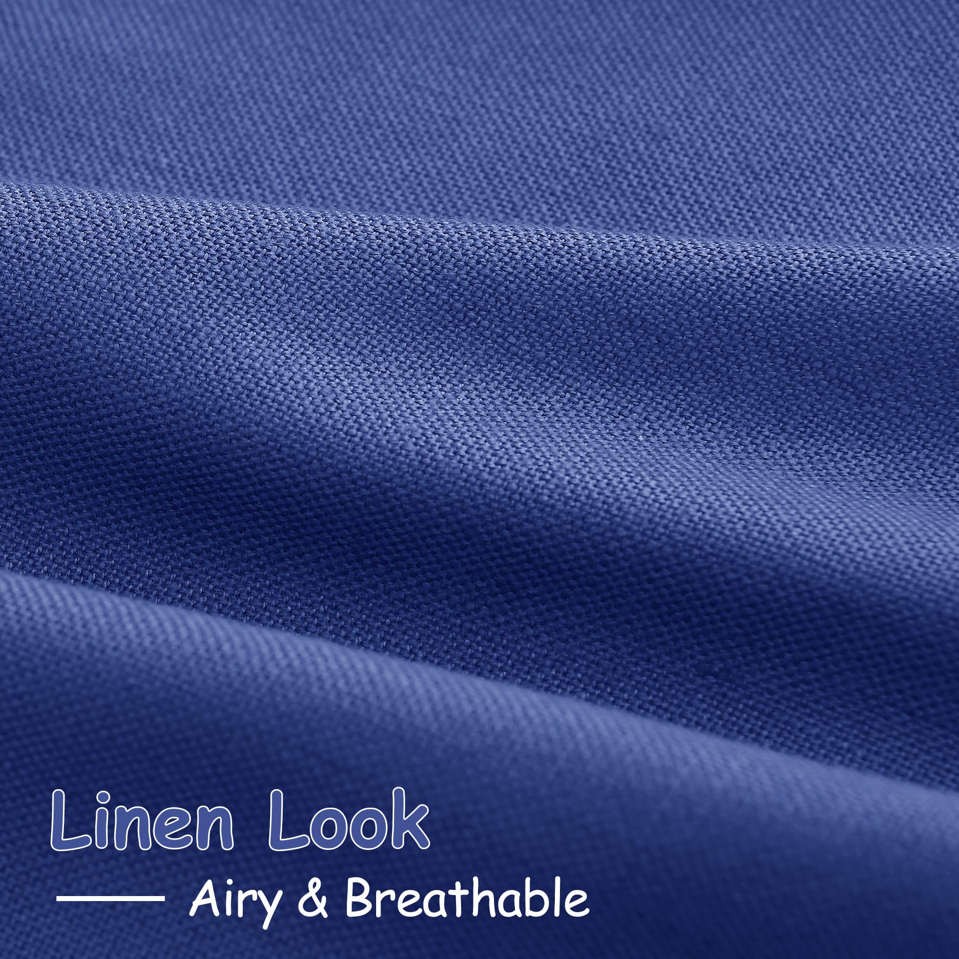 Nanspring Classic Blue Linen Curtains 108 Inches Long for Living Room Bedroom 2 Panels Set Extra Long Back Tab Curtain Light Filtering Sheer Drapes Floor to Ceiling Curtain for Large Windows 52x108