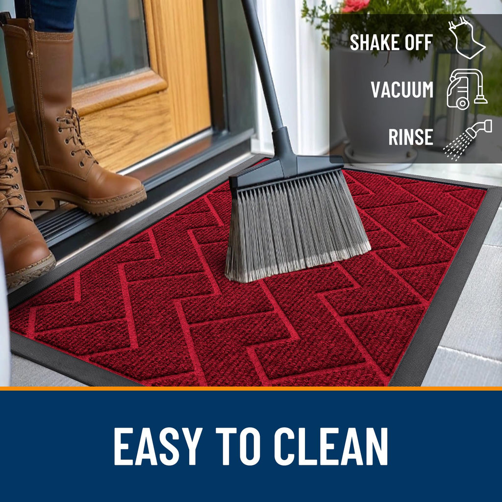 OLANLY Front Door Mat Outside 59x23, All-Season Absorbent Rubber Doormat