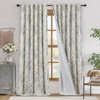 jinchan Floral Linen Blackout Curtains for Bedroom 96 Inches Long