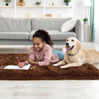 Tepook Soft Runner Rugs for Bedroom 2x6 ft with Rubber Backing, Brown Fluffy Rugs for Living Room, Shag Bedside Rug Fuzzy Plush Carpet for Room, Area Rug for Dorm Nursery Hallway Indoor Home Decor