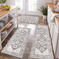 HEBE Boho Kitchen Rugs Set of 3, Non Slip Washable Kitchen Mats for Floor