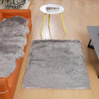 linmopm Faux Fur Rug Sheepskin Shag Fluffy Fuzzy Grey 3x4 ft Rugs for Bedroom Bedside Bed Floor Living Room Plush Rectangle High-Density Cushion Carpet Super Sofa Cover
