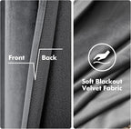MIULEE 2 Panels Velvet Curtains Solid Soft Grommet Grey Curtains Blackout Thermal Insulated Soundproof Room Darkening Curtains/Drapes/Panels for Living Room Bedroom 52 x 90 Inch