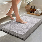 36x24 Large Bathroom Rugs Washable Non Slip, Light Grey Bath Mat for Bathroom Floor Tub, Soft Absorbent Quick Dry Mats for Shower, Bathtub,Home Decor