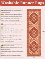 SERISSA Runner Rug for Hallways, 2'6"x10' Washable Non Slip Kitchen Runner Rug, Long Boho Rug Vintage Red Hallway Stair Ultra Soft Print Floor Carpet for Bedroom Bathroom Laundry Room