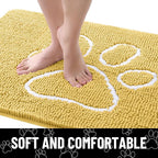 Smiry Dog Door Mat for Muddy Paws, Absorbent Dirt Trapper Non Slip Quick Dry Washable Chenille Mat for Mud Dogs, Entry Rug for Indoor and Outdoor (36x24 Inches, Yellow and White)