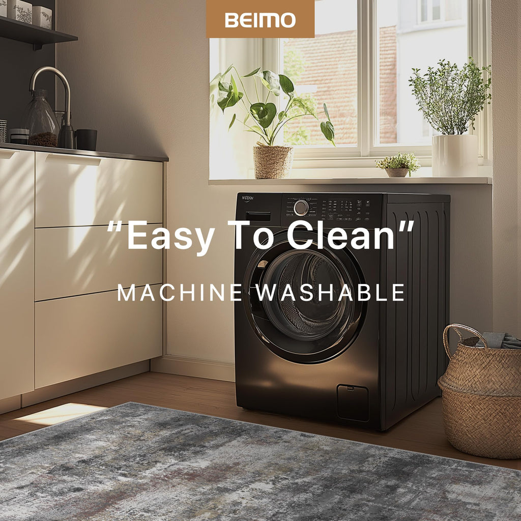 BEIMO 2x3 Area Rugs for Entryway, Dark Grey Washable Abstract Non Slip Rug