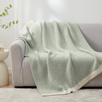 Snuggle Sac Heather Sage Green Throw Blanket for Couch, Reversible Super Soft Knitted Blankets Warm Cozy Fuzzy Throws for Sofa, Bed, Camping, Sage Green, 50x60 inches