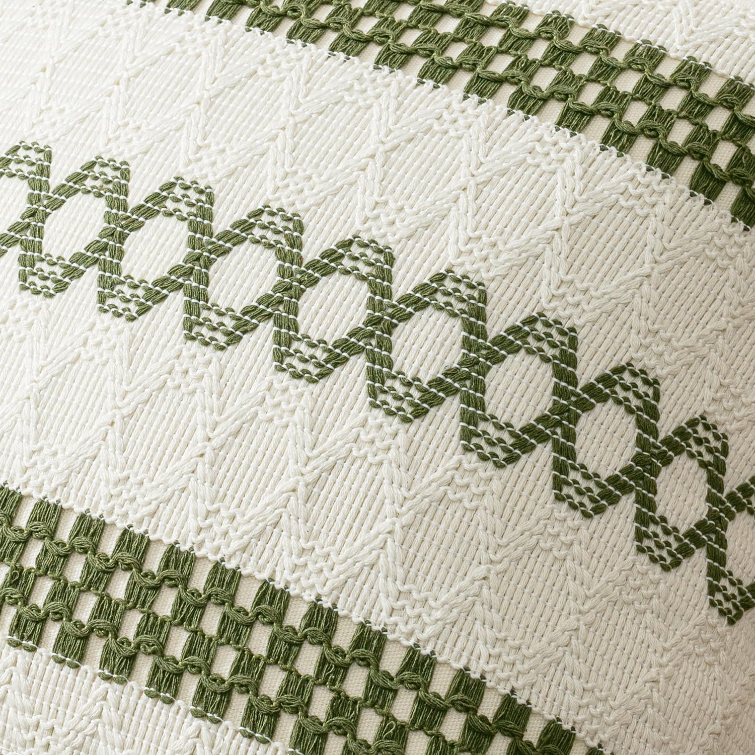 MIULEE Set of 2 Moss Green Boho Decorative Pillow Covers 18x18 Inch