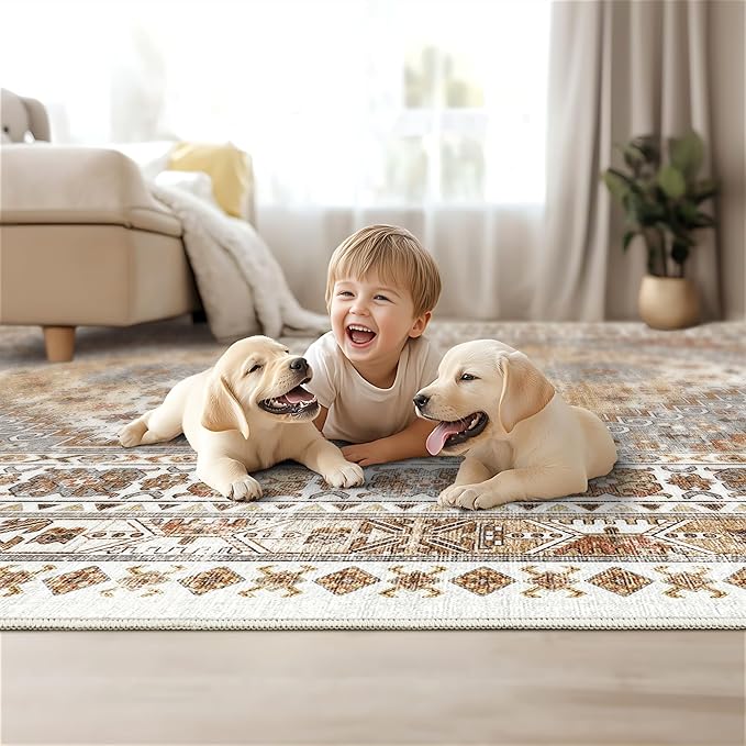 Restydon 4x6 Area Rugs for Living Room Non Slip Rugs for Bedroom, Orange