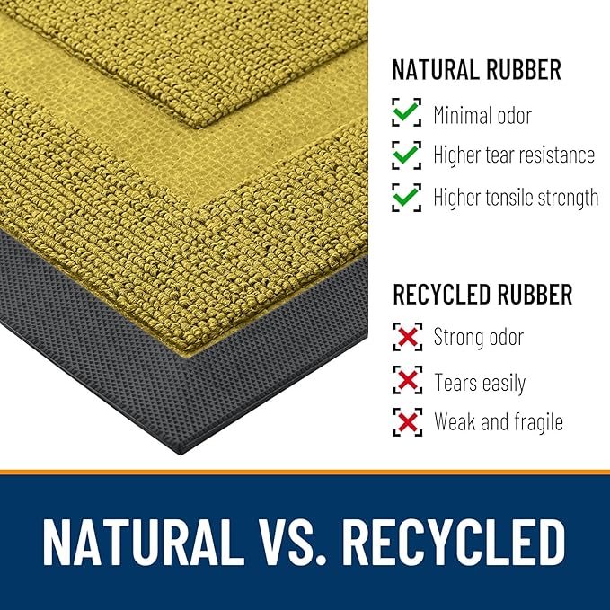 OLANLY Front Door Mat Indoor Outdoor Entrance, Waterproof All-Season, All-Weather Doormat, Sturdy Natural Rubber, Low Profile, Easy Clean Patio Porch Entryway Mat, 59x23, Lime Green