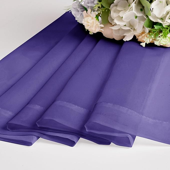 Chyhomenyc Sheer Purple Tier Curtains 24 Inch Length, Small Window Curtains Treatment for Bathroom Living Room Basement, Short Rod Pocket Cafe Curtain, 42W x 24L Inches, 2 Panels