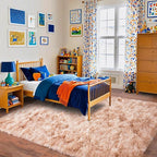 Pionblank Large Rug for Living Room 6x9 Feet, Modern Soft Shag Area Rug, Plush Fuzzy Carpet for Bedroom Girls Boys Room Home Nursery Teens Dorm Decor, Tie-Dyed Beige