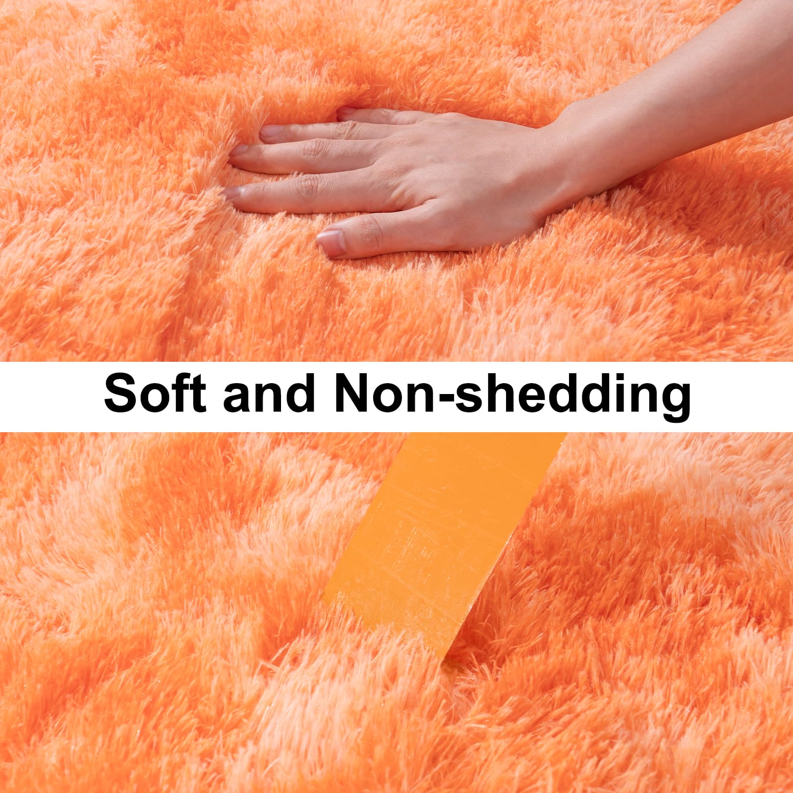 Ailyei Soft Runner Rugs for Bedroom Hallways, 2x6 Tie-Dyed Orange Fluffy Shag Throw Area Rug Non Slip for Bedside Dorm, Long Shaggy Furry Carpet for Nursery Living Room