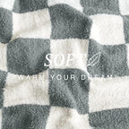 EXQ Home Checkered Throw Blanket, Knitted Blanket with Checkerboard Grid Pattern, Soft Cozy Fluffy Blankets for Couch Bed Sofa, Warm Fuzzy Plaid Blanket for All Seasons(Bluish Grey, 50"×60")