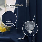Deconovo Thermal Insulated Palm Fan Foil Print Curtain Room Darkening Grommet Blackout Curtains for Living Room 42 x 84 Inch Navy Blue 2 Panels