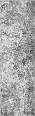 UERMEI 3X8 Washable Runner Rug for Hallway: Soft Neutral Modern Abstract Area Rug - Non-Slip Low Pile Long Throw Indoor Carpet for Kitchen Entryway Kitchen Bedroom Laundry Bathroom - Grey