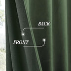 RYB HOME Elegant Green Velvet Curtains 84 inches Long, Light Blocking, Thermal Insulated, Stylish Velvet Drapes with Hook Belt for Cozy Home Aesthetics, 52" W x L102 L, 2 Panels Set