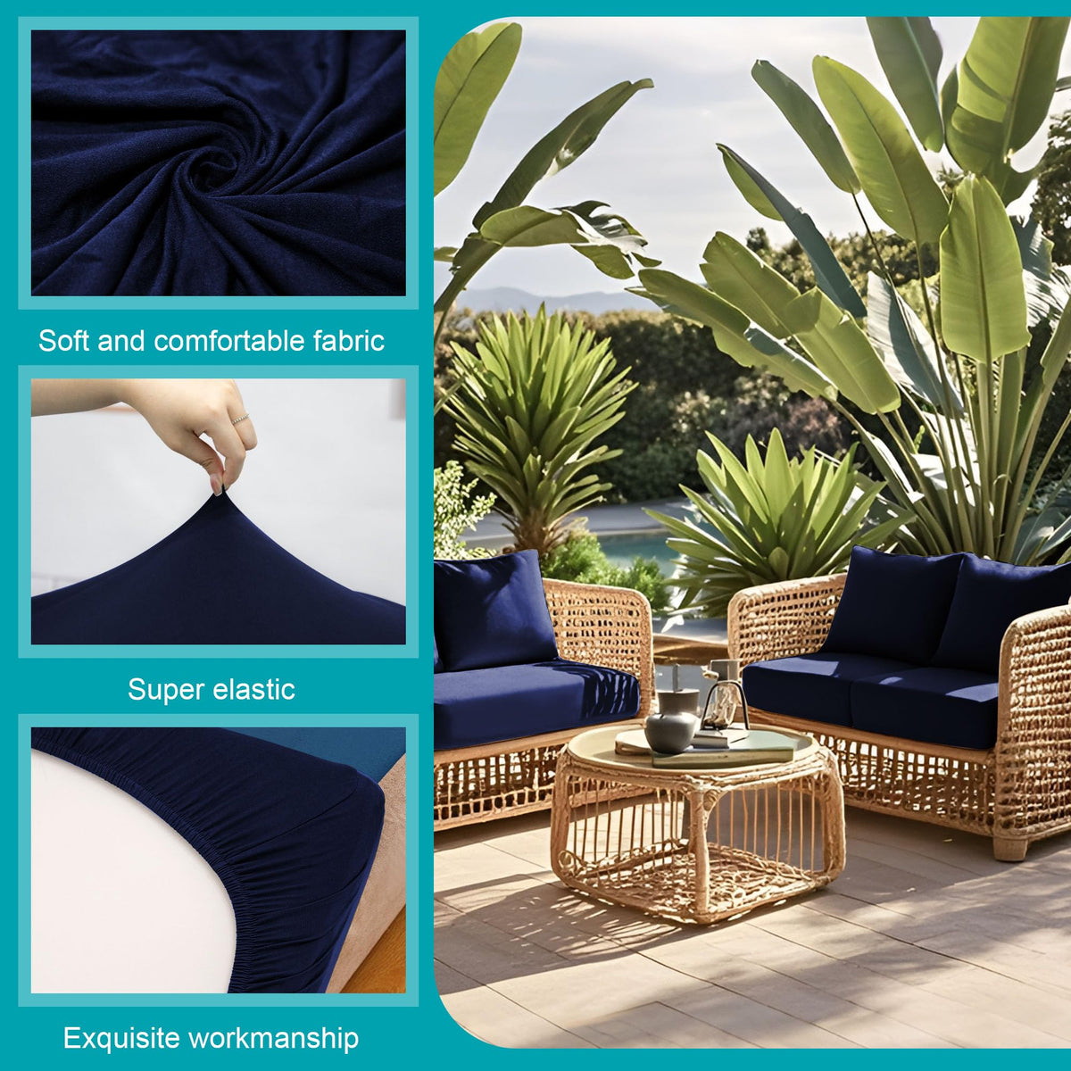 14 Pcs Outdoor Cushion Covers, Patio Sofa Cushion Covers Replacement