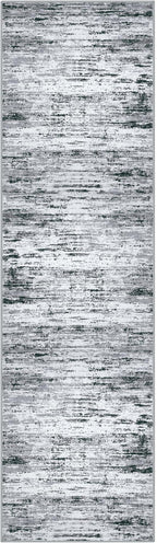 Lansny Modern Abstract Bedroom Runner Rug 2x7, Black Grey White Washable Kitchen Runner, Non-Slip Soft Thin Faux Wool Mat for Entryway, Hallway, Laundry Room, Indoor Home Decor