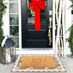 Front Door Mat Outside Entrance - 2x3 Floral Non-Slip Washable Doormat Indoor Outdoor Mat Tan Neutral Farmhouse Scalloped Entry Rug Small Throw Rugs for Entryway Kitchen Front Porch Decor