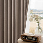 96 inch long linen blackout curtains 2 Panels 100% Black out Linen texture Curtain Modern Farmhouse Dark Flax Window Drapes with Back Tab Rod Pocket Room Darkening Thermal for Bedroom Living Room