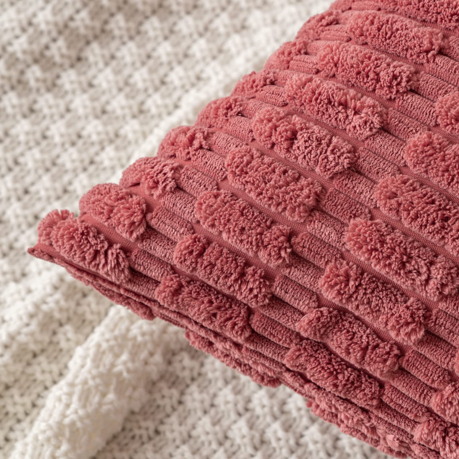 MIULEE Corduroy Decorative Throw Pillow Covers 20x20 Crimson Pack of 2