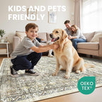 zesthome 6x9 Area Rug, Super Soft Washable Rugs for Living Room, Non-Slip Stain Resistant Vintage Rugs, Ultra-Thin Large Area Rugs (Beige/Brown,6'x9')