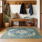 RELEANY Washable Area Rug, 3'x5', Blue/Vintage Dark Blue