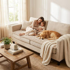 Smiry Couch Cover for Dogs Washable, Non Slip Fuzzy Pet Couch Covers for 3 Cushion Sofa Pet Friendly, Thick Soft Sofa Slipcovers Cushion Protector (Apricot, 27.6" x 70.9")