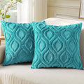 decorUhome Summer Throw Pillow Covers 22x22 Inch Set of 2, Soft Plush Faux Wool Turquoise Solid Couch Pillow Covers, Accent Euro Sham Farmhouse Neutral Square Pillow Cases for Sofa Bed Living Room