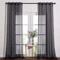NICETOWN Black Sheer Curtains 90 inches Long, Grommet Voile Textured Hazy Sheer Window Treatments Privacy with Light Filtering for Halloween, W54 x L90, 2 Panels