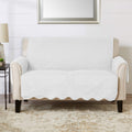 Great Bay Home Reversible Loveseat Cover - Washable Slipcover Furniture Protector with Elastic Straps - Perfect for Kids & Pets - Quilted & Stitched Detail (White/Sand)