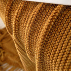 lifein Throw Blanket for Couch, Soft Boho Decor Bed Throw,Cozy Brown Knitted Chenille Small Knit Farmhouse Lightweight Throw (Golden Brown,50 * 60")