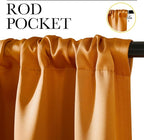 NICETOWN Room Darkening Cafe Satin Curtains for Small Windows, 42" Wide by 36" Long, 2 Panels, Orange, Rod Pocket Privacy Faux Silk Blackout Drapes for Kitchen