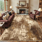 RELEANY Washable 5'x7' Abstract Area Rug for Living Room Brown Tan