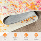 Rugflix 9x12 Area Rugs for Living Room, Washable Colorful Rainbow Large Rug