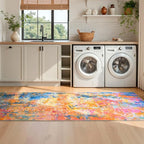 2x6 Rainbow Rug Runners for Hallways Kitchen Runner Rug Non Slip Washable Colorful Long Runner Rugs with Rubber Backing Soft Abstract Carpet Runner for Bedroom, Kitchen, Bathroom, Entryway