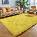 ONASAR Yellow Rugs for Living Room Bedroom, 5x8 Fluffy Bedside Area Rug, Soft Plush Shaggy Indoor Floor Carpet for Nursery Kids Girls Boys Teen Dorm Home Office Decor Aesthetic