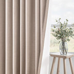 90 inch long linen Blackout curtains 2 Panels 100% Black out Linen texture Curtain Window Drapes with Back Tab Rod Pocket Light Blocking Thermal Insulated Curtains for Bedroom Living Room Beige