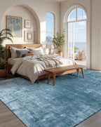 Latte&Fog Washable 6x9 Area Rugs for Living Room Modern Abstract Rug, Blue