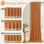 Guken Orange 100% Blackout Linen Curtains 96 Inch Length 2 Panels Set for Living Room Bedroom Back Tab/Rod Pocket Thermal Insulated Black Out Drapes Room Darkening Window Curtains 96 Inches Long