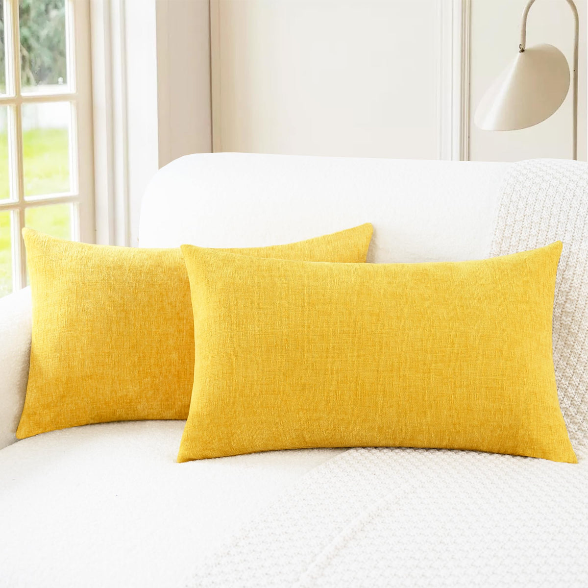 CaliTime Decorative Couch Throw Pillow Covers 20 X 12 Inches Navy Blue