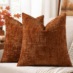 decorUhome Textured Chenille Throw Pillow Covers 20x20 Set of 2 Pink