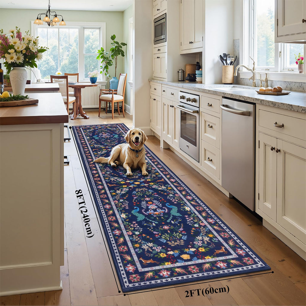 HEBE Hallway Runner Rug 2'x8', Washable Non Slip Kitchen Rug Runner